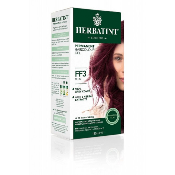 Herbatint, Trwała farba do włosów, 3FF ŚLIWKOWY, seria modny błysk