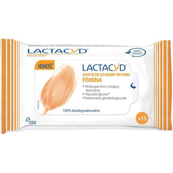Lactacyd, FEMINA chusteczki do higieny intymnej, 15 szt.