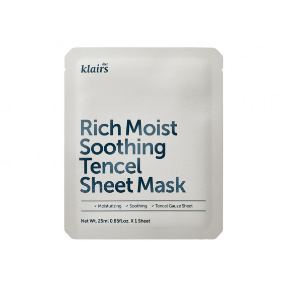 Klairs, Rich Moist Soothing Tencel Sheet Mask, Łagodząca maska w płacie, 25 ml