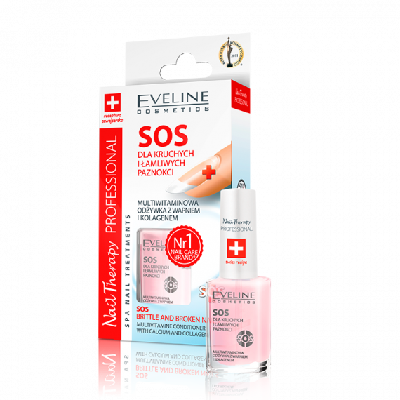 Eveline,  Multiwitaminowa odżywka do paznokci z wapnem i kolagenem SOS, 12 ml,