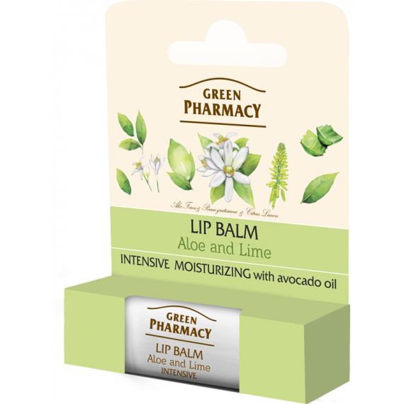 Green Pharmacy, Balsam do ust aloes i limonka SPF 10, 3,6 g