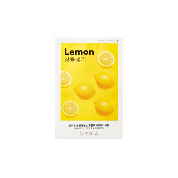Missha, Airy Fit Sheet Mask Lemon, Rozjaśniająca maseczka w płachcie, 19 ml