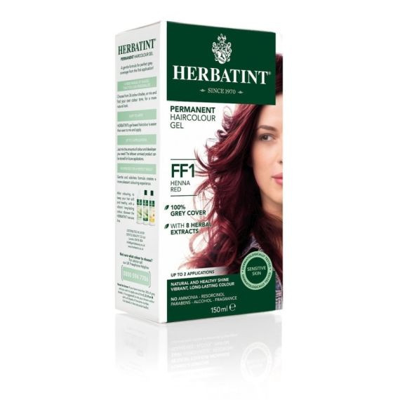 Herbatint, Trwała farba do włosów, FF1 CZERWIEŃ HENNY seria modny błysk