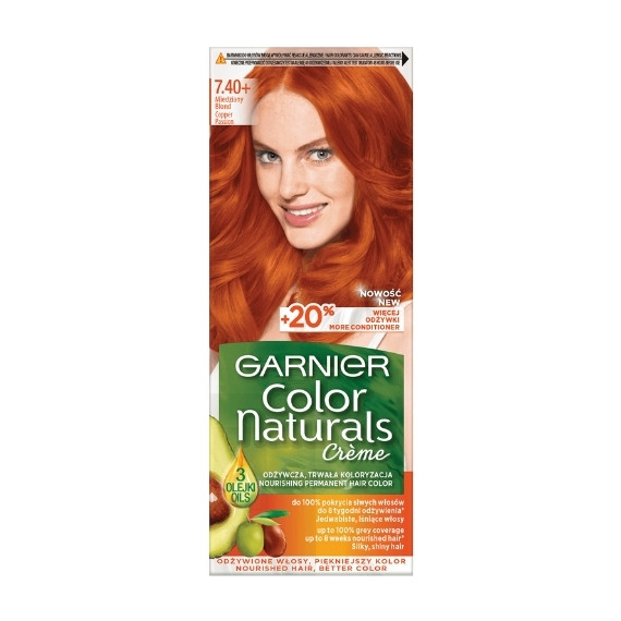 Garnier, Color Naturals Crème, Trwała farba do włosów, 7.40 Miedziany Blond, 100 + 10 ml