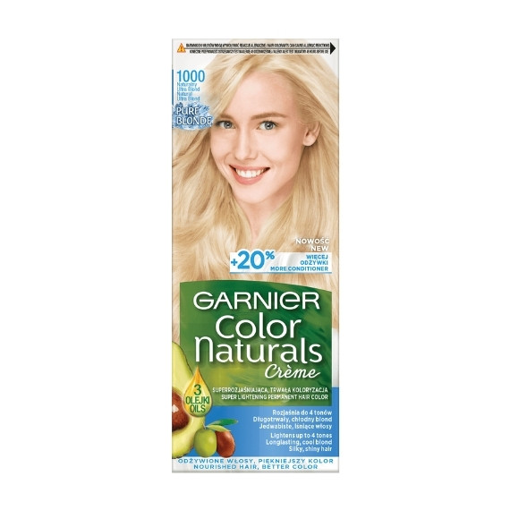 Garnier, Color Naturals Crème, Trwała farba do włosów, 1000 Naturalny Ultra Blond, 100 + 10 ml