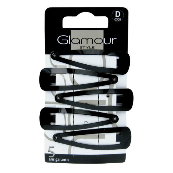 Glamour, 000308 Style Czarne spinki - pyki do włosów duże, 5 szt.
