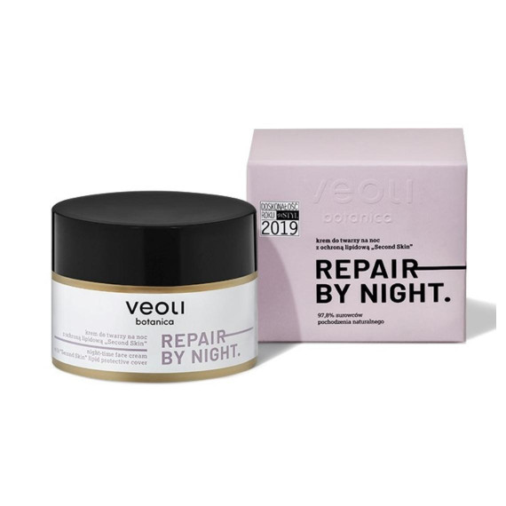 Veoli Botanica, REPAIR BY NIGHT, Krem do twarzy na noc z ochroną lipidową “Second Skin”, 50 ml
