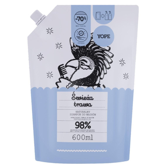 Yope, Szampon do włosów przetłuszczających się, Świeża Trawa, Refill, 600 ml