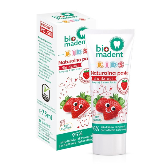 Bio Madent, KIDS naturalna pasta dla dzieci TRUSKAWKA,  75 ml
