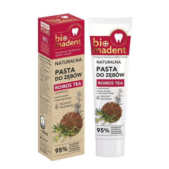 Bio Madent, Naturalna pasta do zębów ROIBOS TEA z prebiotykiem, 100ml