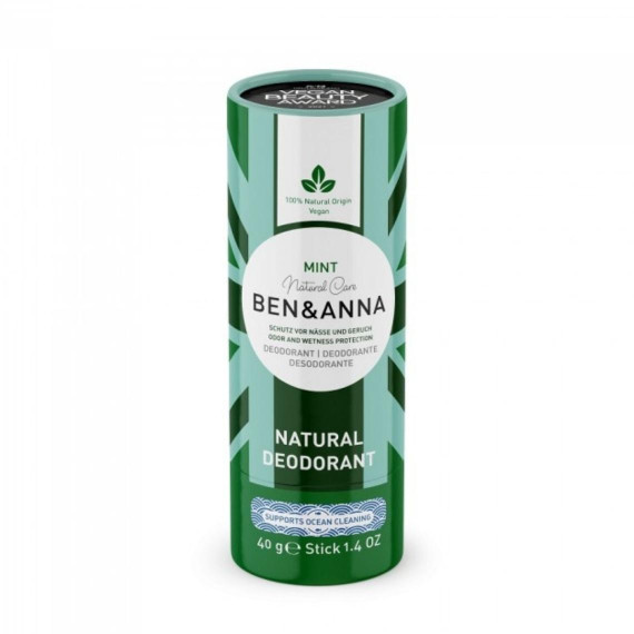 Ben&Anna, Naturalny dezodorant Mint, sztyft kartonowy 40g