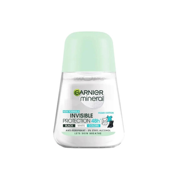 Garnier Mineral, Invisible Protection 48H, Clean Cotton, Antyperspirant roll on, 50 ml