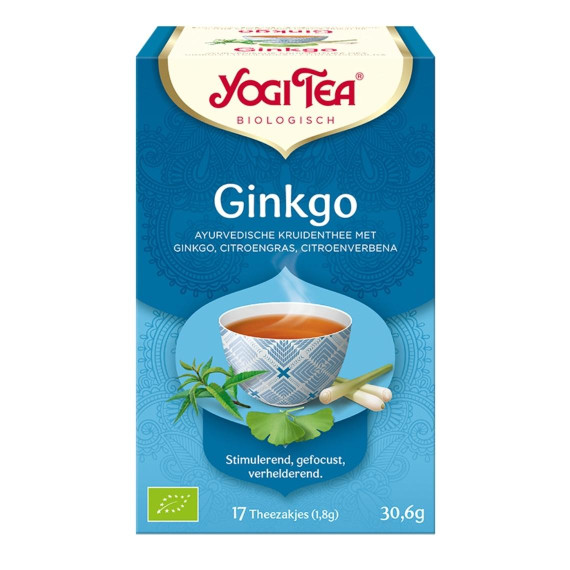 Yogi Tea, Ginkgo, Herbatka Ginkgo – miłorząb japoński, 17 torebek