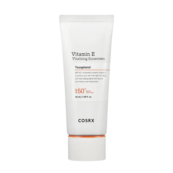 Cosrx, Vitamin E Vitalizing Sunscreen SPF50+, Krem z filtrem przeciwsłonecznym i witaminą, 50 ml