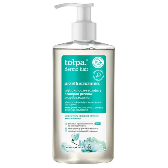 Tołpa, dermo hair przetłuszczanie, głęboko oczyszczający szampon przeciw przetłuszczaniu, 250 ml