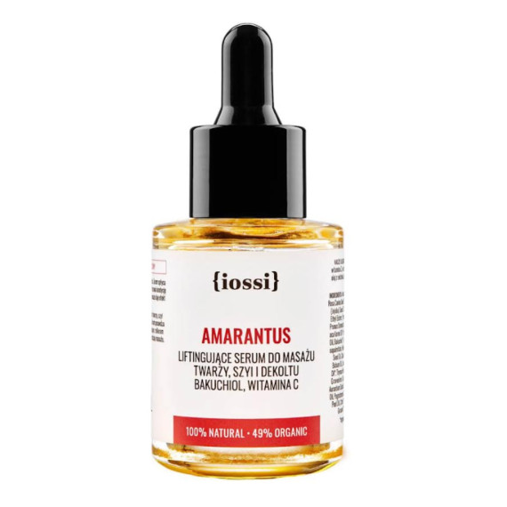Iossi, Ujędrniająco-liftingujące serum do masażu twarzy z bakuchiolem i witaminą C, 30 ml