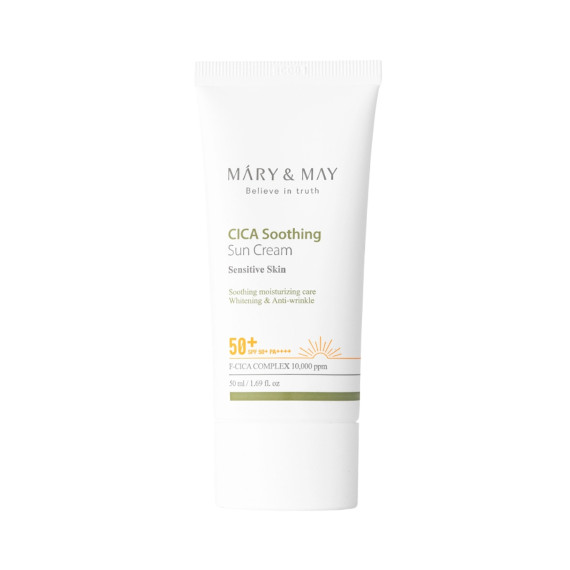 Mary&May, Cica Soothing Sun Cream SPF50+/PA++++, Kojąco-nawilżający krem z filtrem przeciwsłonecznym, 50 ml