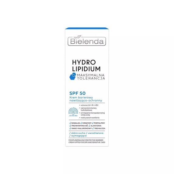 Bielenda, Hydro Lipidium, Krem barierowy nawilżająco-ochronny SPF50+, 30 ml
