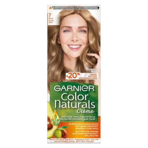 Garnier, Color Naturals Crème, Trwała farba do włosów, 7 Blond, 100 + 10 ml