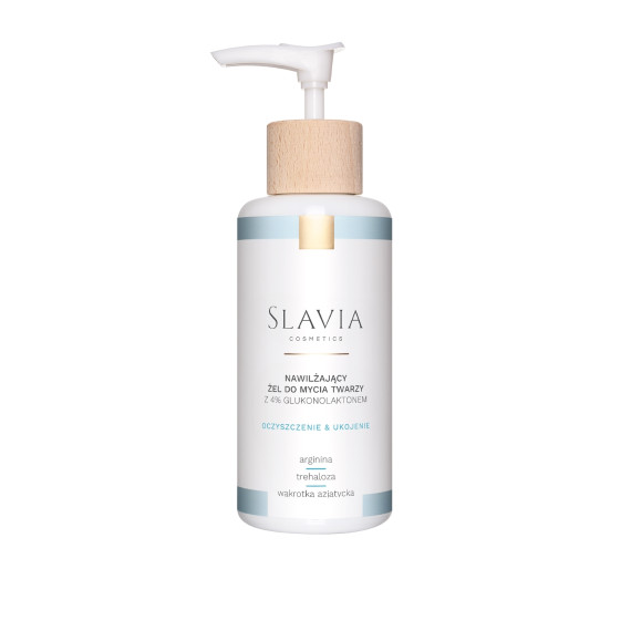 Slavia, Nawilżający żel do mycia twarzy z 4% glukonolaktonem, 150ml