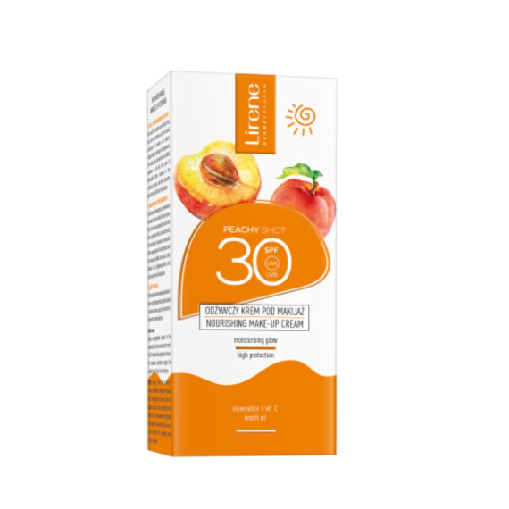 Lirene, Peachy Shot, Odżywczy krem pod makijaż SPF 30, 50 ml