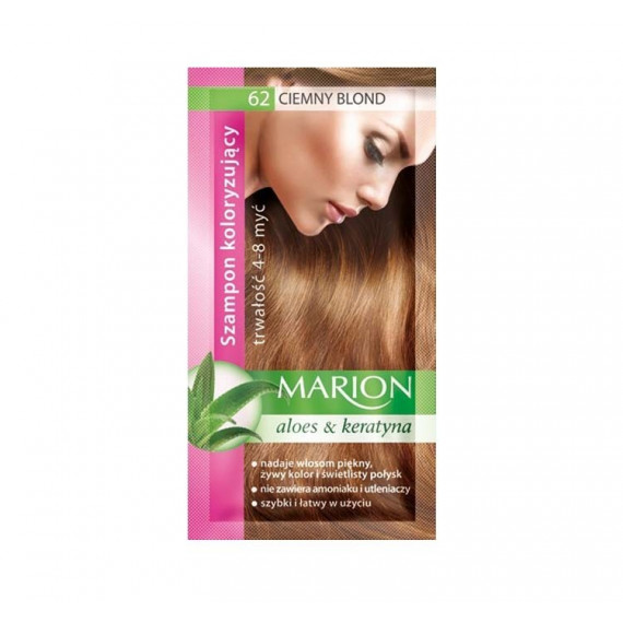 Marion, Szampon koloryzujący w saszetce, Ciemny blond - nr 62, 40 ml
