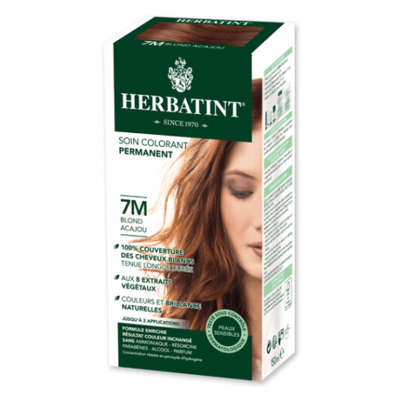 Herbatint, Trwała farba do włosów, 7M MAHONIOWY BLOND, seria mahoniowa