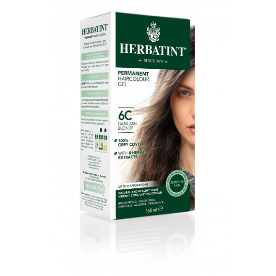 Herbatint, Trwała farba do włosów, 6C CIEMNY POPIELATY BLOND, seria popielata